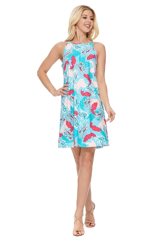 Olivia Halter Dress in Turquoise