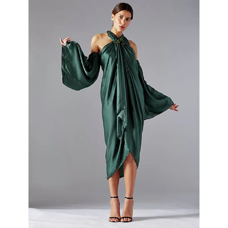 A Humming Way Green Towel Drapr Dress