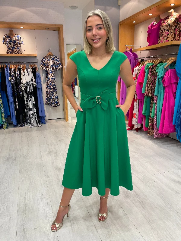 Moncho Heredia Green Bow Belted Dress