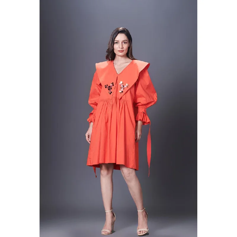 Deepika Arora Orange Dress With Sailor Collar