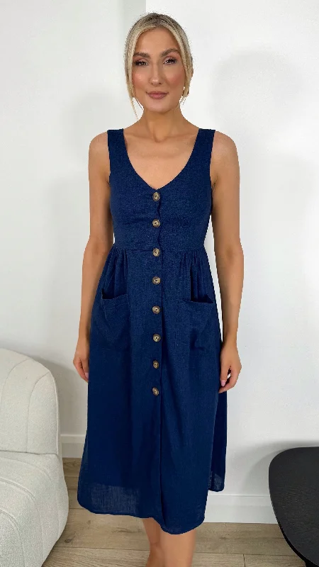 Bella Button Down Dress - Blue