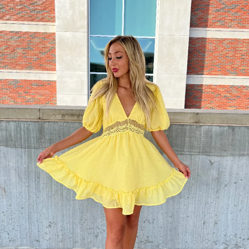 Summer Fun Ruffle Dress in Yellow