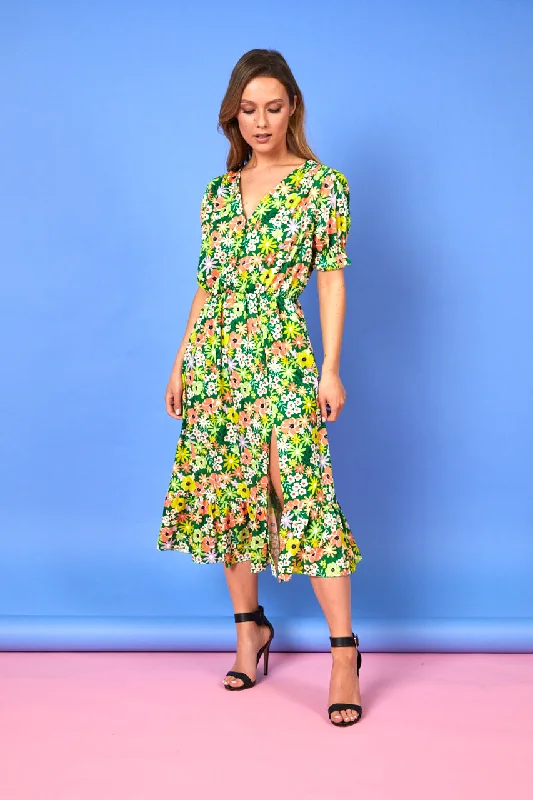 Nicole Green Floral Print Dress