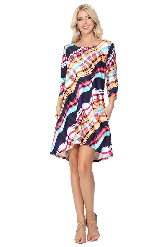 Elsa Swing Dress in Pink Plaid