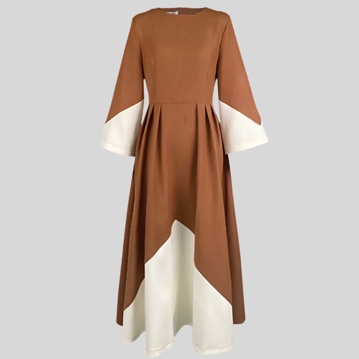 A-Line Pleated Pockets with Sleeves Dresses