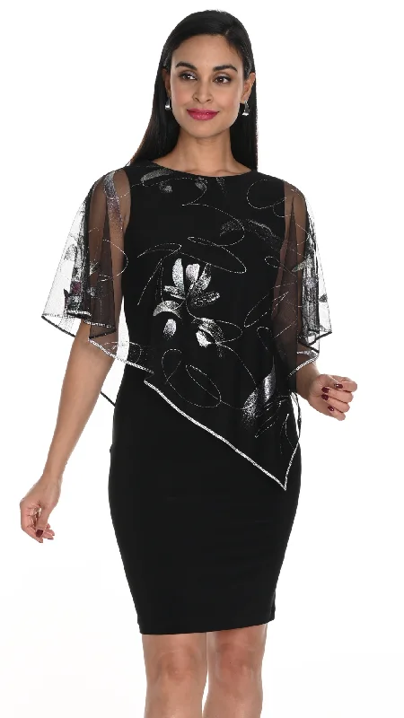 Sheer Rhinestone Trim Overlay Fitted Dress. Style FL249133