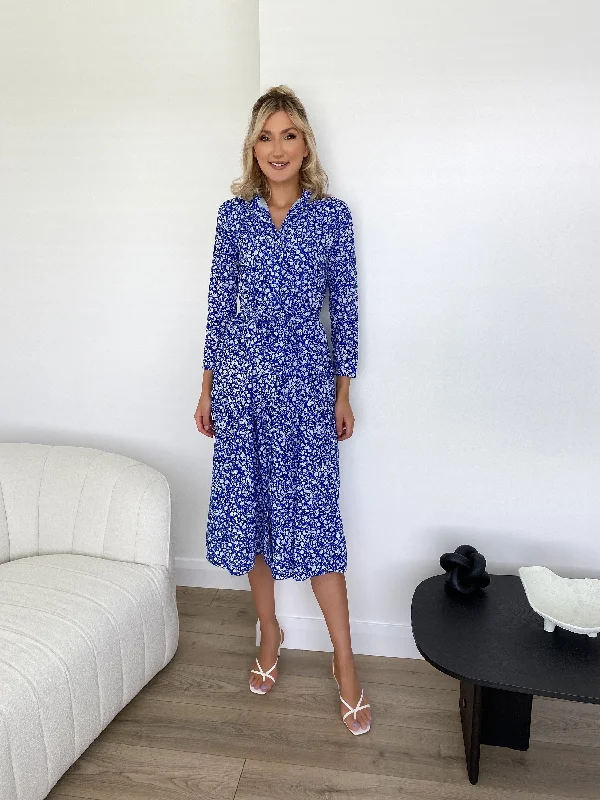 Stacey Blue Button Up Dress