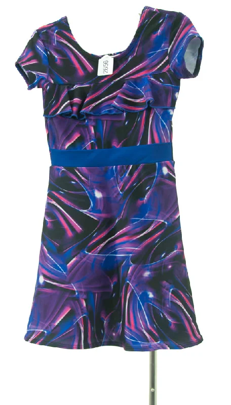 #2856 Sale Rack Item  /  Swim Dress / Girls Plus Size 5 /  Swirls Print / Royal Blue