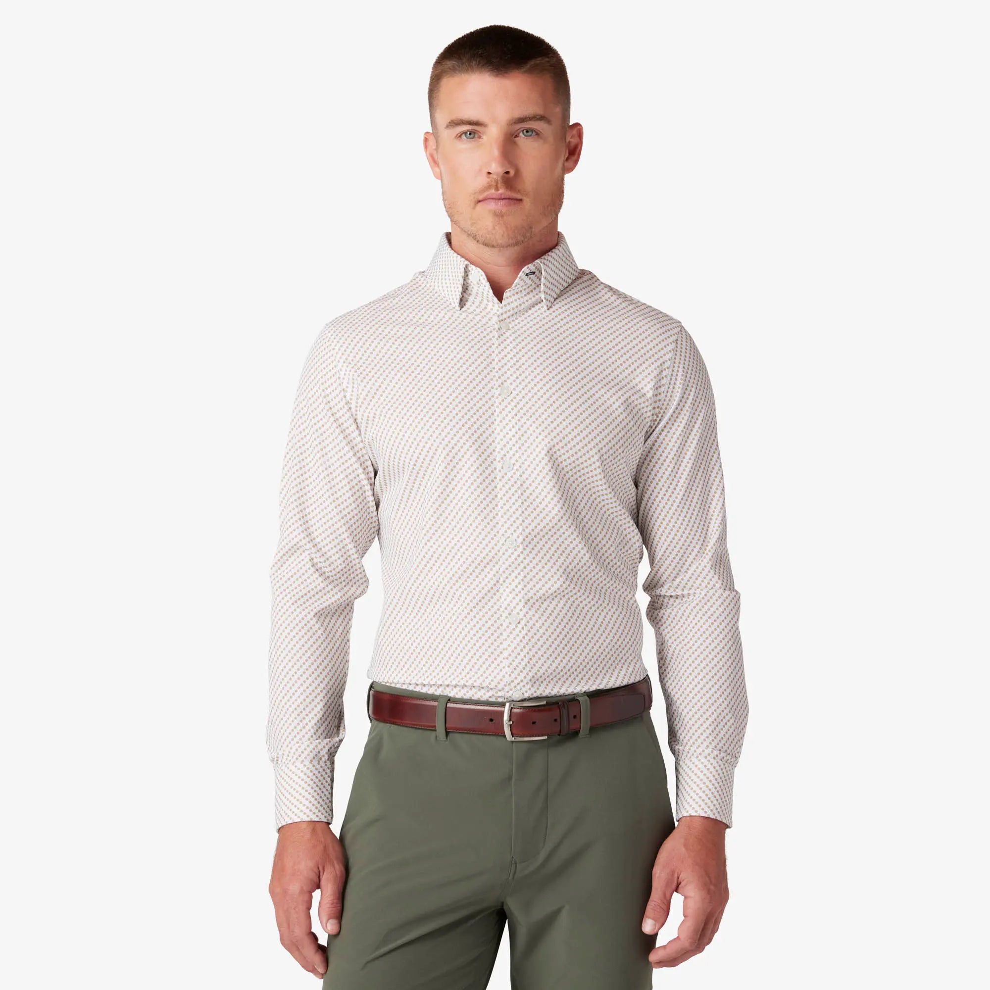 Leeward Dress Shirt White Pong Print - Mizzen + Main