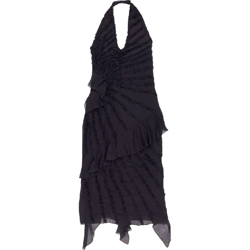 Topshop Black Ruffle Halter Dress
