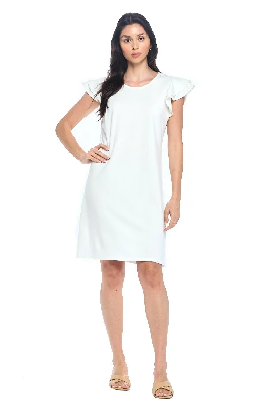 Naliah  Tiered Cap Sleeve Dress In White