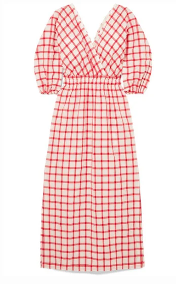 MARA HOFFMAN NAMI CHECKED ORGANIC COTTON DRESS