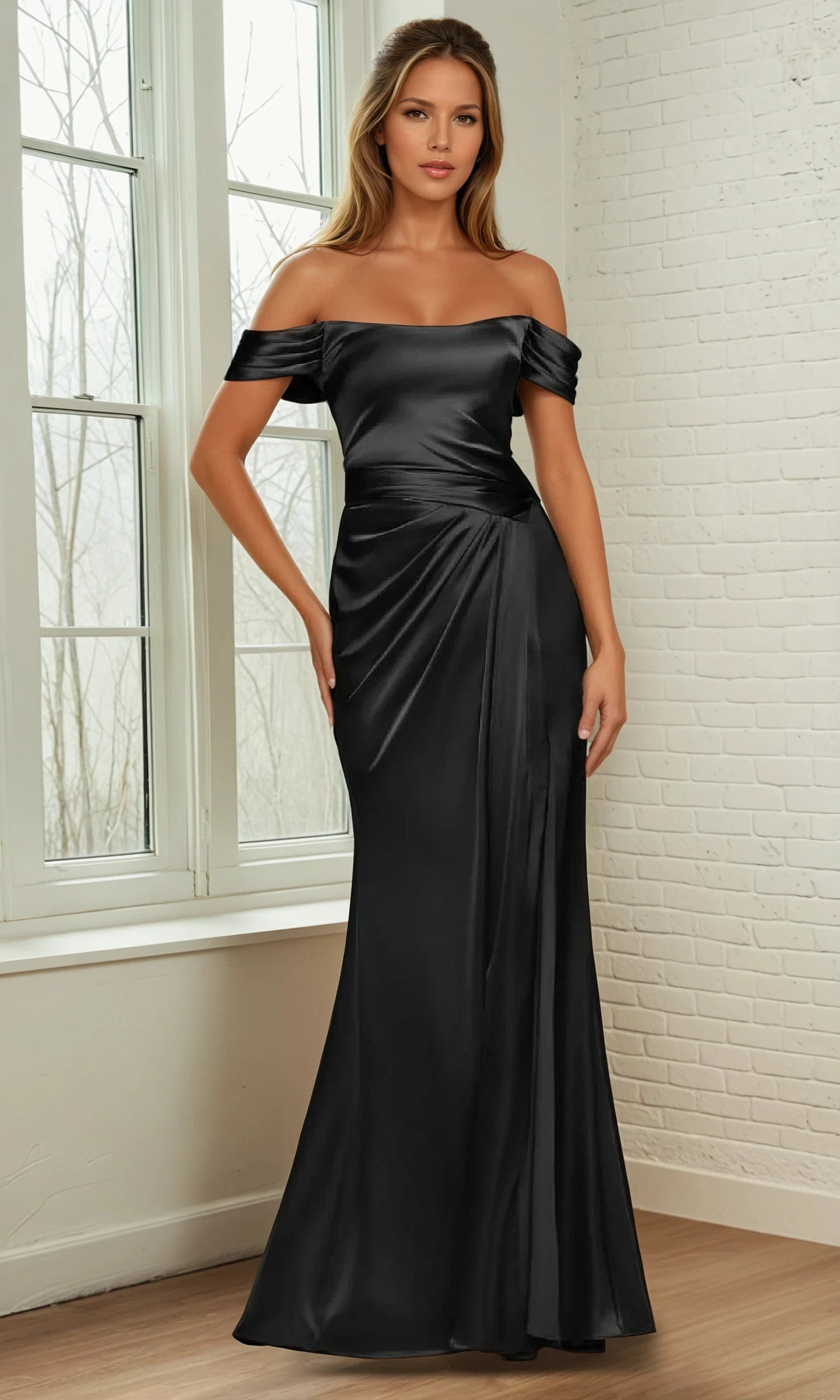 Lace-Up Off-Shoulder Prom Dress: Ladivine 7452