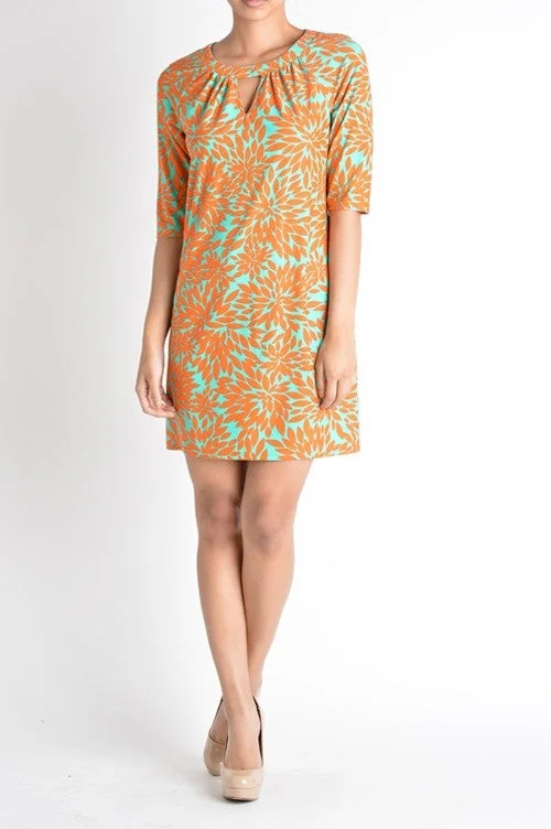 Anna Keyhole Dress in Orange