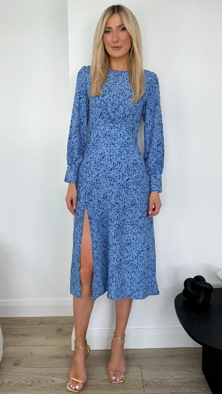 Florence Floral Printed Dress - Blue
