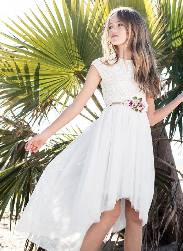 Girls Lace Bodice High Low Dress by Calla SLD1177