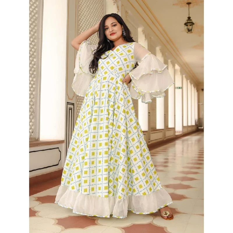 Indian Virasat Powder White Printed Dress