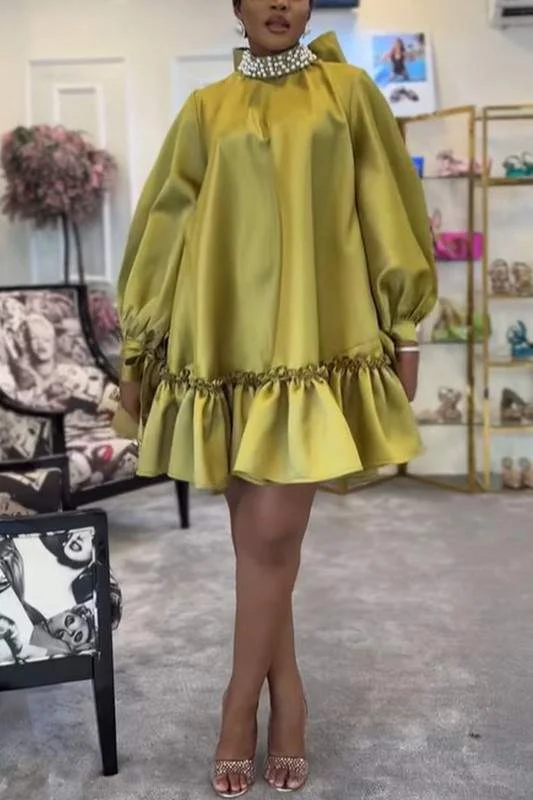 RUFFLE HEM SMOCK DRESS
