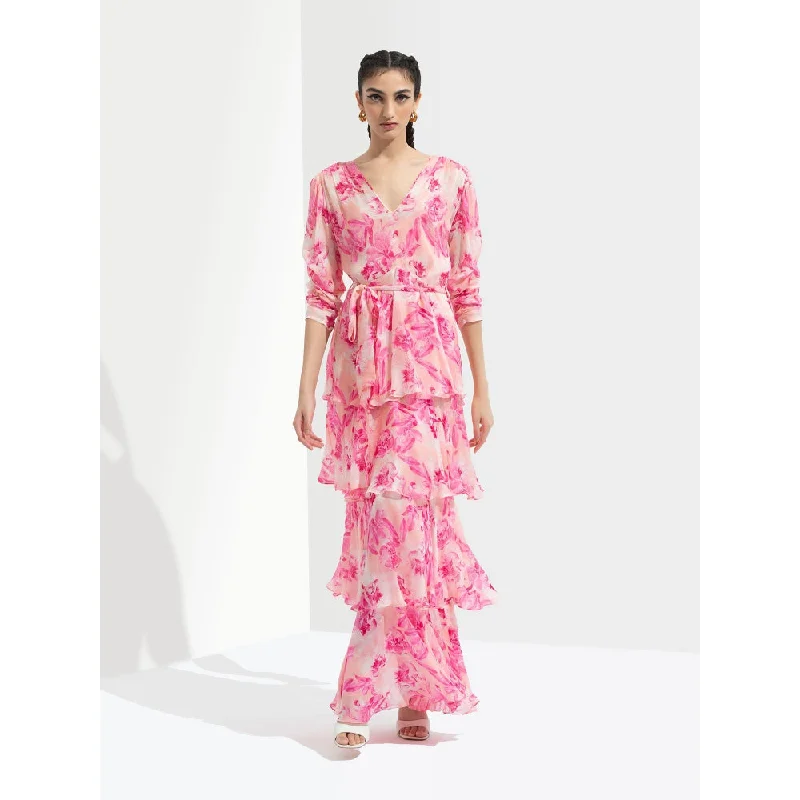 MANDIRA WIRK Sakura Printed Long Dress Pink