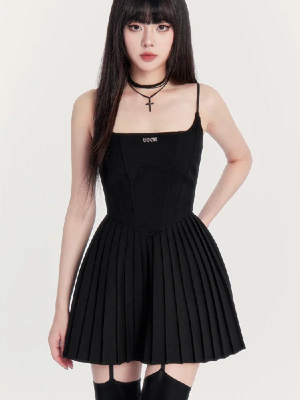 Silhouette Three-color Classic Pleated A-line Dress VOC0212