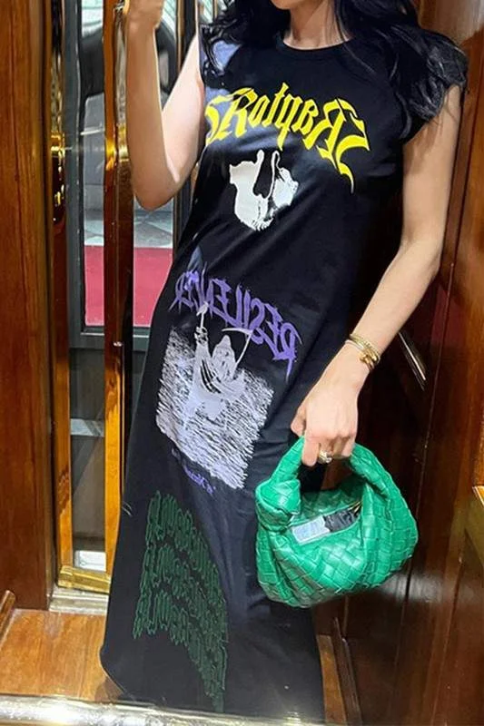 LETTER GRAPHIC TEE DRESS