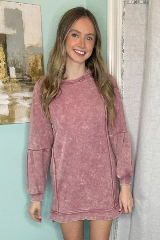 French Terry Dress-Rose
