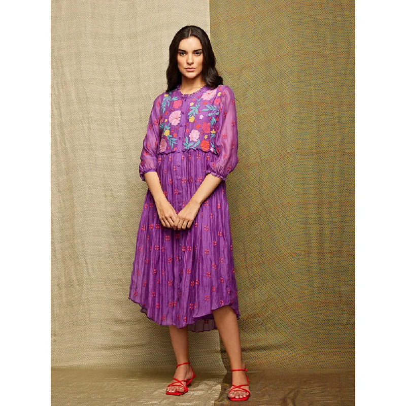 Swati Vijaivargie Rose Purple Multi Applique Dress