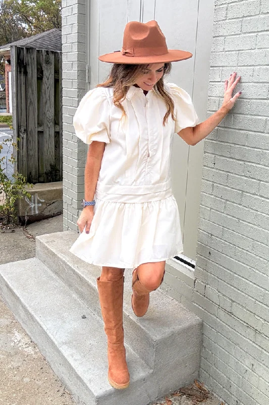 TCEC- I'm Pleated To Meet You Dress-Off White