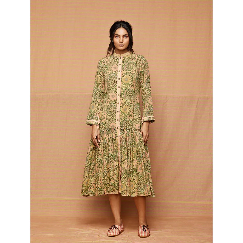 Swati Vijaivargie Green Emma Zaal Gathered Dress