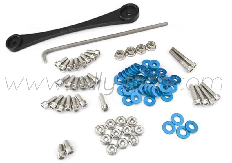 ENGINE BAY DRESS UP BOLT KIT & BILLET BATTERY CLAMP - HONDA K20 - BLUE