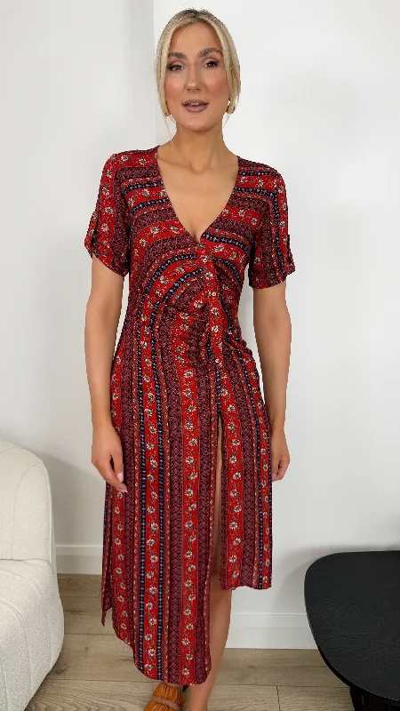 Leticia Red Print Dress