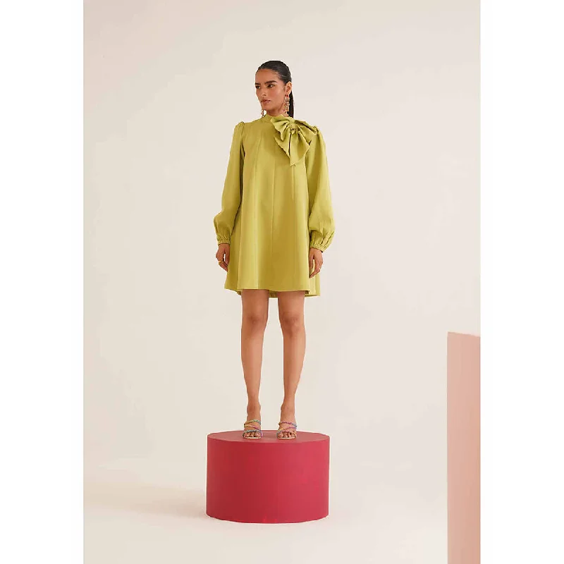 AMOSHI Green Solid/Plain Belle Dress