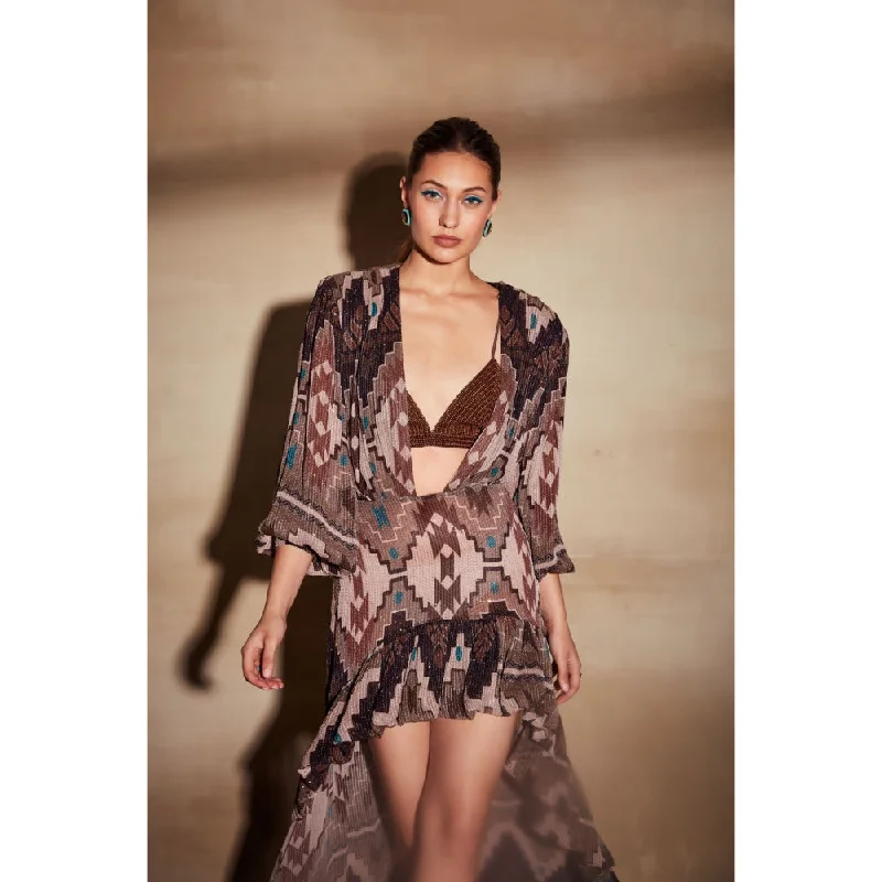 Nikita Mhaisalkar Tan Tapis Print Dress