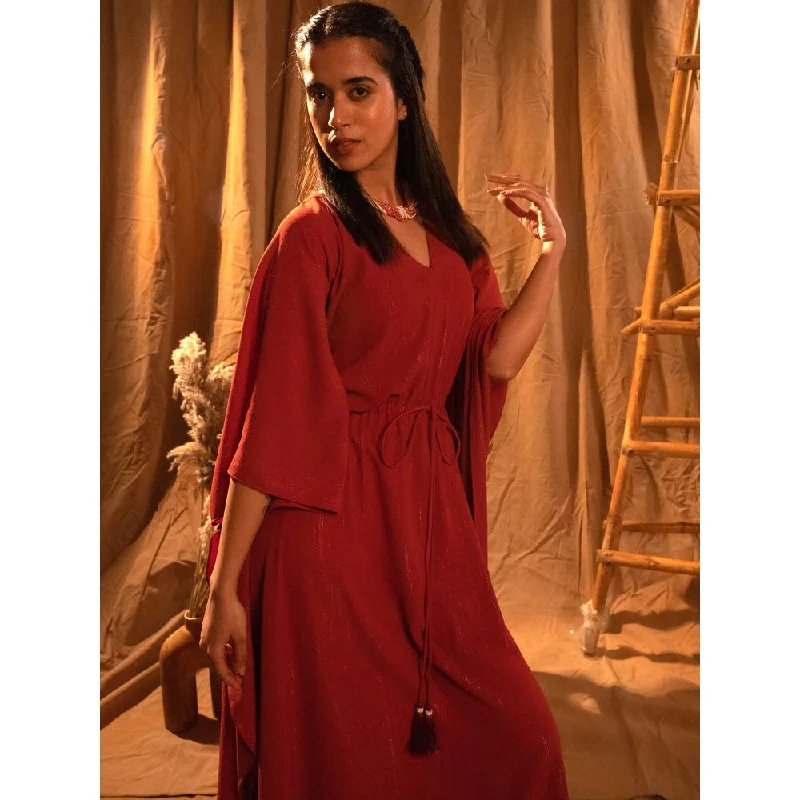First Resort by Ramola Bachchan Russet Lurex Flared Sleeves Kaftan Dress