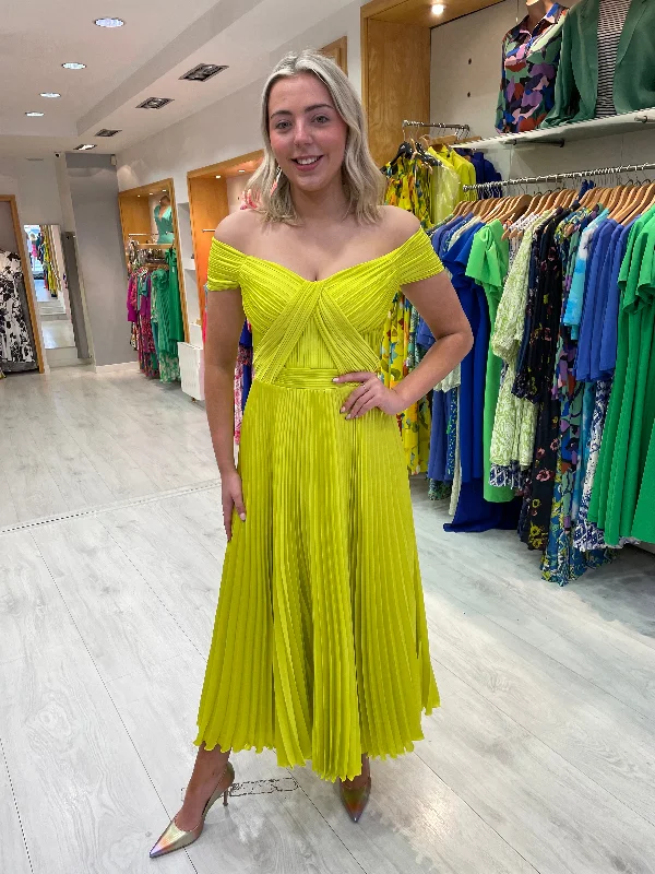 Carla Ruiz Lime Pleat Dress