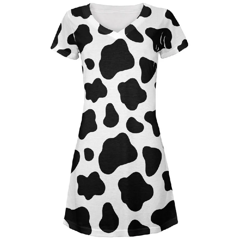 Cow Pattern Costume All Over Juniors V-Neck Dress