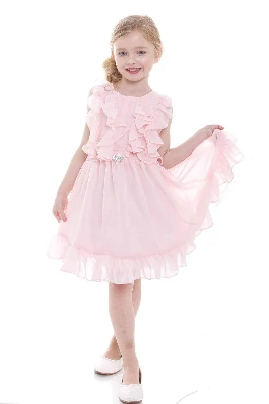Chiffon Cascade Dress with Pin on Brooch
