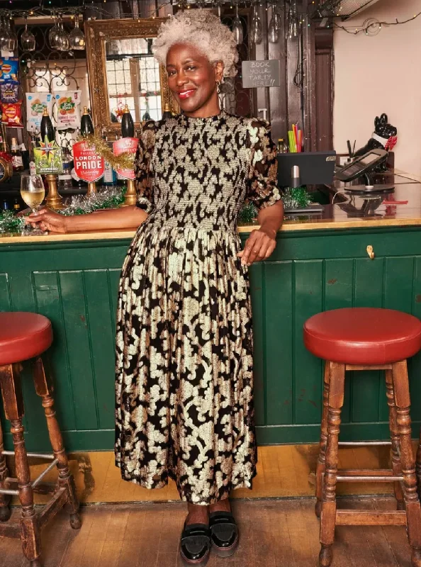 White Stuff - Wren Metallic Jacquard Dress