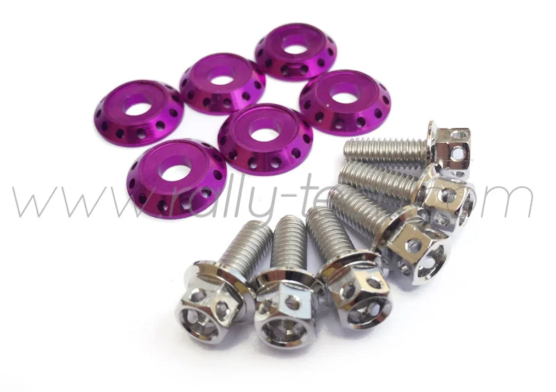 FENDER DRESS UP BOLT KIT - EVO - SILVER - PURPLE WASHERS