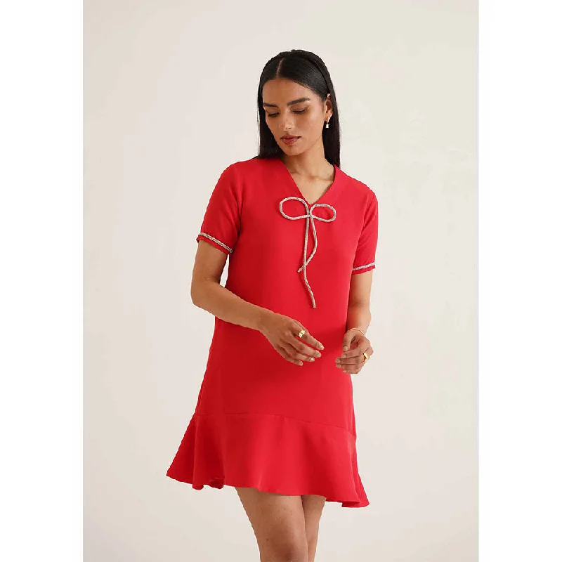 AMOSHI Red Embellished/Sequined Dolce Dress