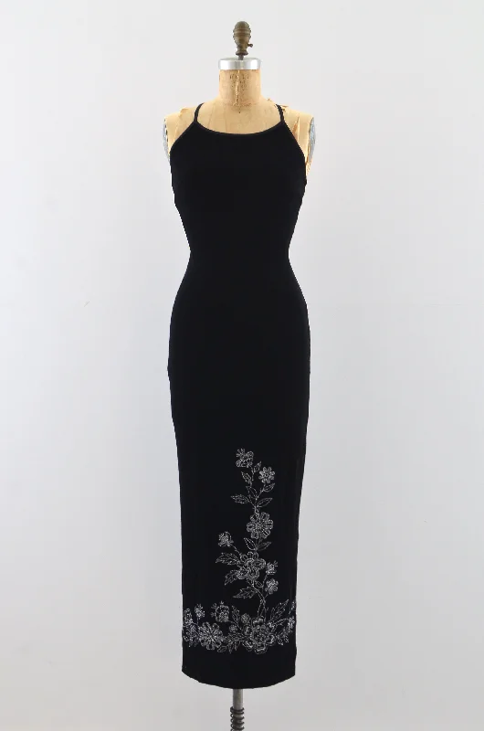 90's Velvet Flocked Dress