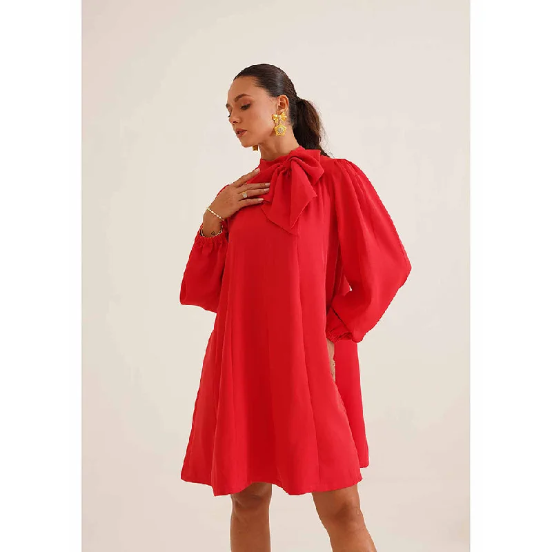 AMOSHI Red Solid/Plain Belle Dress