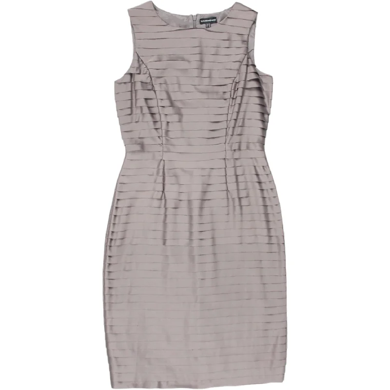 Warehouse Brown Raw Edge Ribbon Fitted Dress