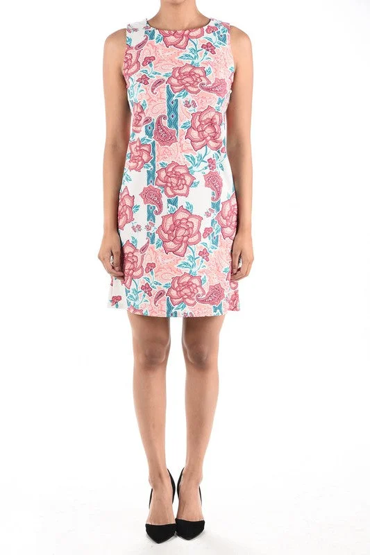 Mia Shift Dress in White Floral