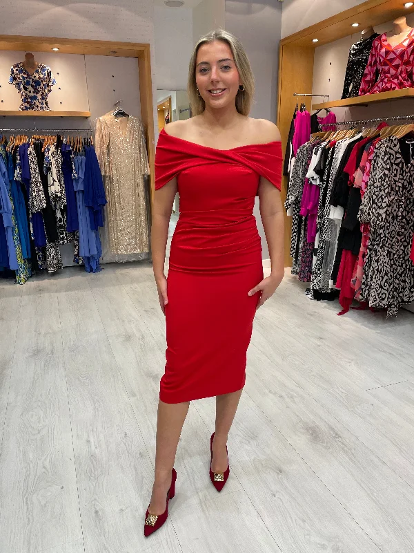 Kevan Jon Kacey Twist Knee Dress in Red