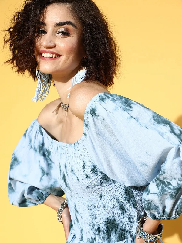 Blue Tie And Dye Dress