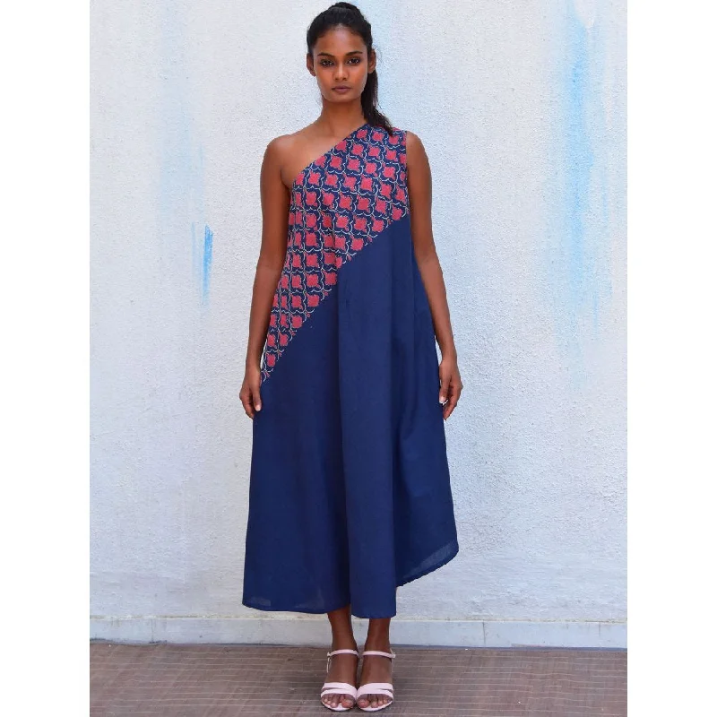 Chidiyaa Smell of Rain Mystic Sea Hand Block Printed Cotton Dress