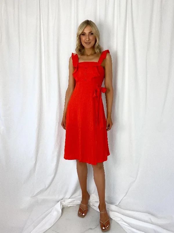 Donna Linen Dress - Red