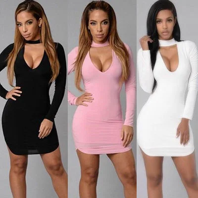 V-collar Cocktail Dress