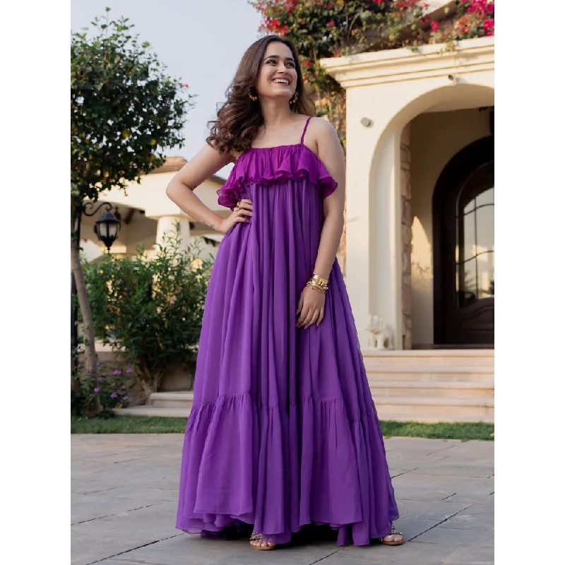 ORDINAREE Plum Rose Georgette Dress